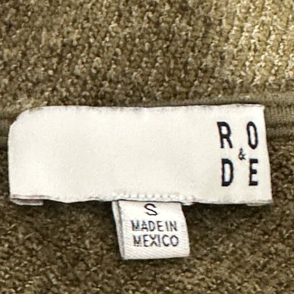 Anthropologie RO+DE Moss Green V-Neck Dress Puff Sleeves Milkmaid Size Small - Picture 3 of 8